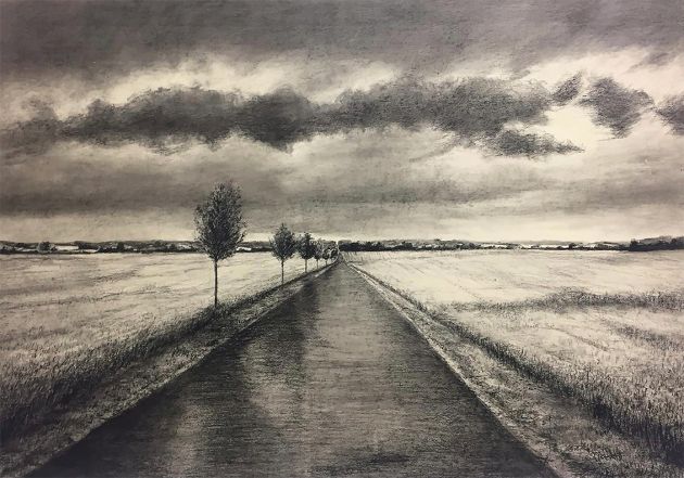Wolfgang Reinke | Mecklenburg | 2012 | Schwarze Kreide | 59 x 83,7 cm
