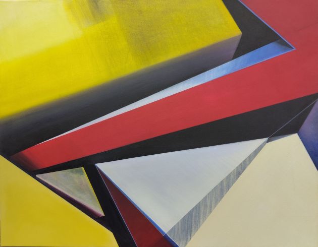 Ines Doleschal, Faltungen #41, 2025, Acryl auf Nessel, 70 x 90 cm