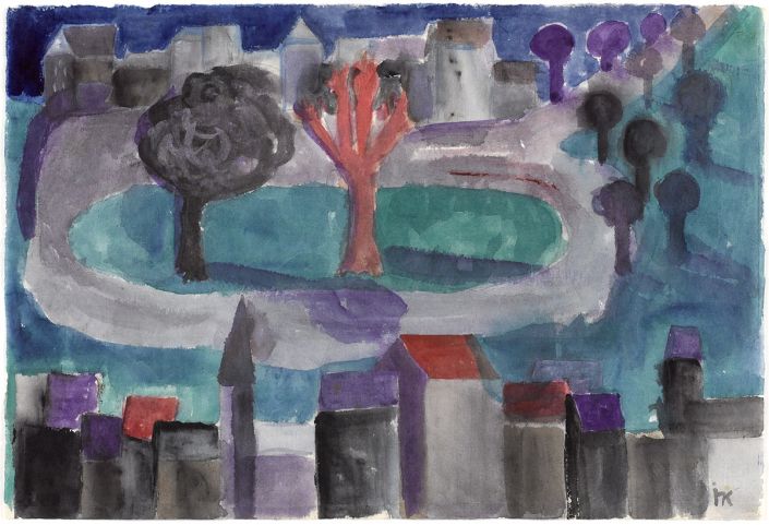Ida Kerkovius | Cityscape | 1949 | watercolour on Japan paper | monogrammed, verso signed and dated | 31.8 x 45.5