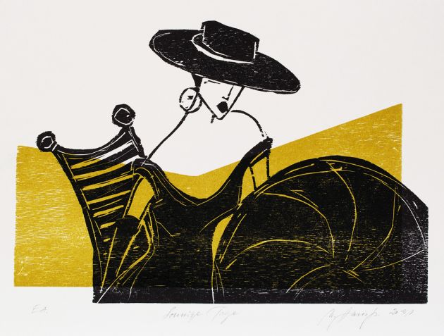 Ute Hausfeld | Sonnige Tage | 2020 | Holzschnitt auf Bütten | 40 x 22 cm